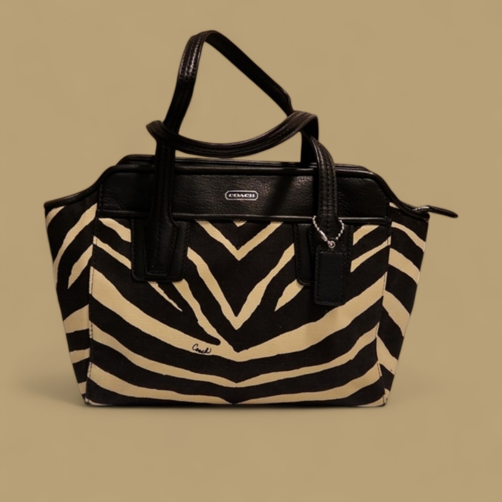 Coach Taylor Zebra Bette leather and canvas small crossbody purse